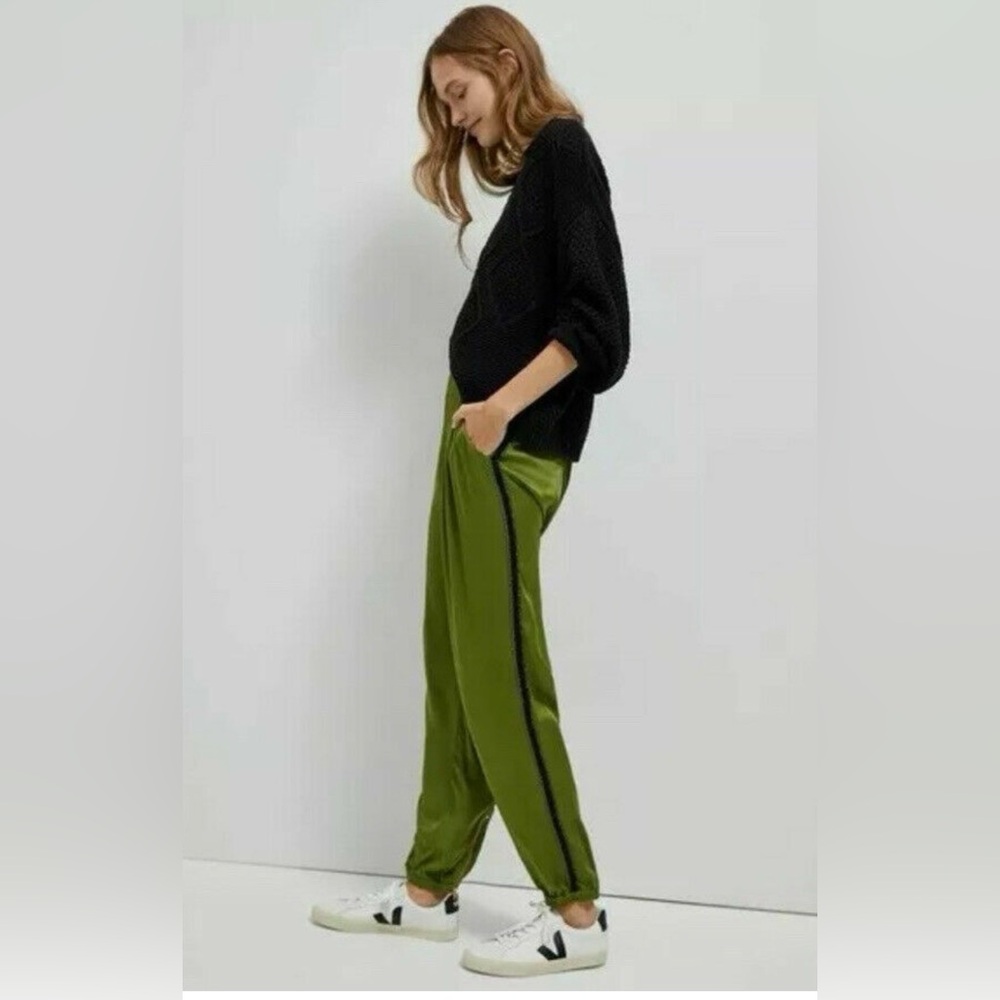 Anthropologie Diandra Pleated Joggers Green Pants Sz. 10Tall